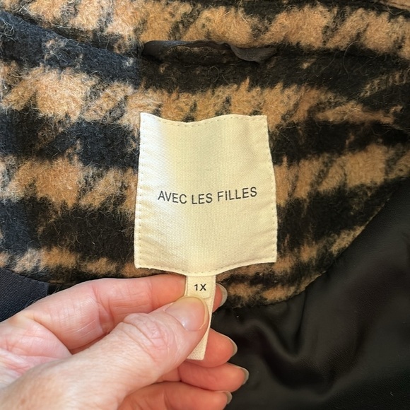 Avec Les Filles Plaid Brown Shawl Collar Coat Size 1X Plus Size Soft Jacket - Picture 4 of 6